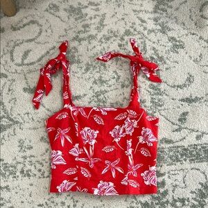 Joie Red Crop Tie Front Tank Top